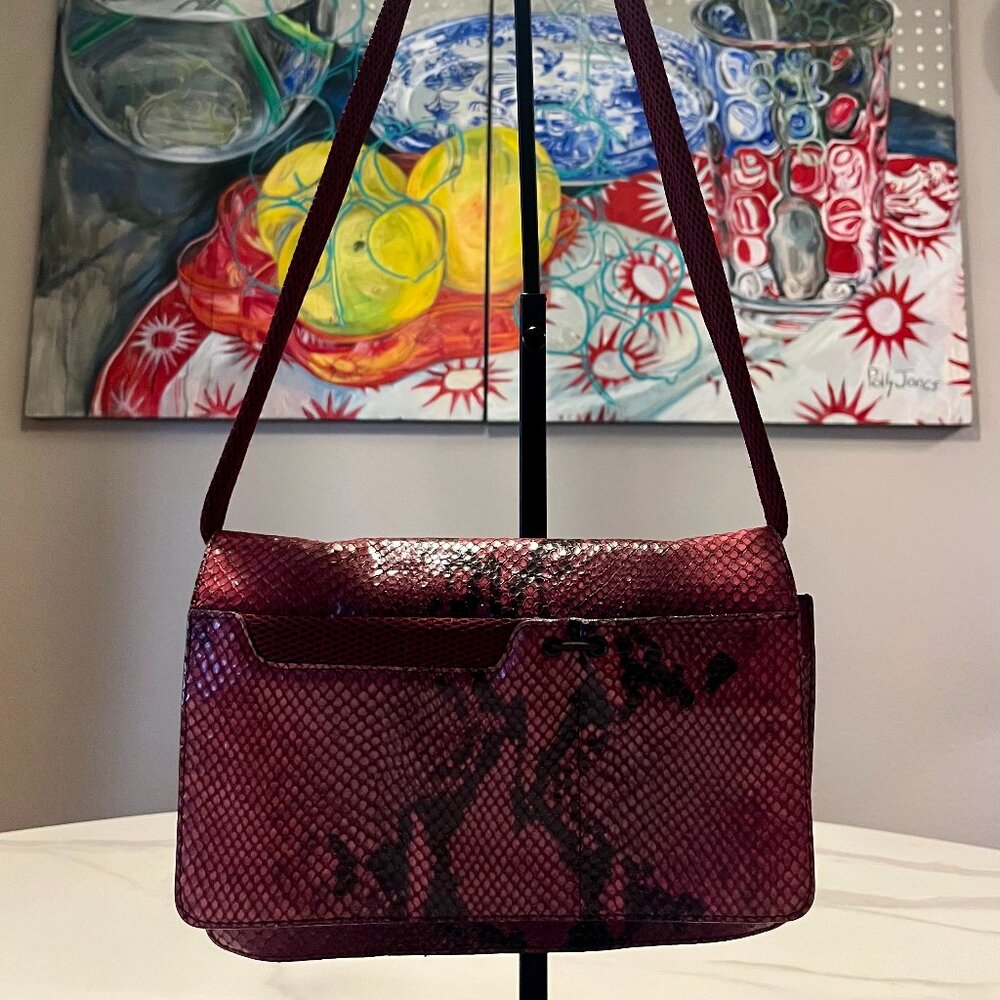 MIU MIU Python Snakeskin Mini Shoulder Bag Burgundy - Picture 3 of 16